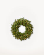 Couronne de Noël Étincelles de 40 cm : Nordmann naturel tissé de LED blanc chaud 