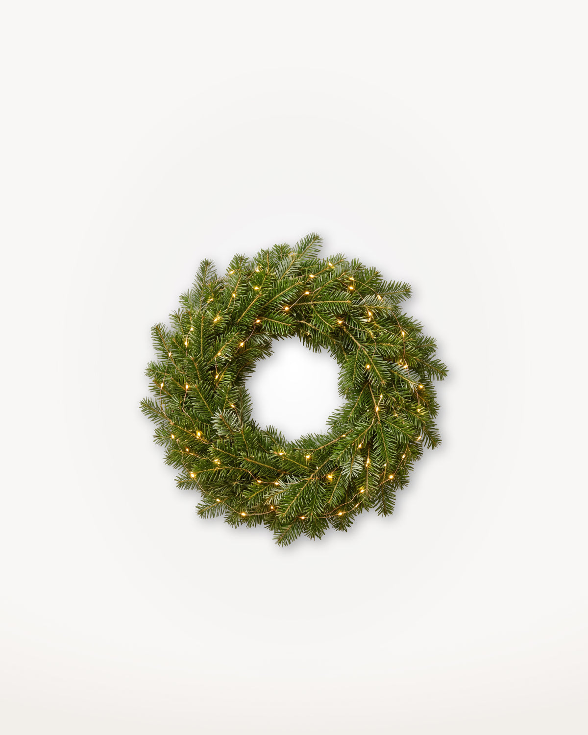Couronne de Noël Étincelles de 40 cm : Nordmann naturel tissé de LED blanc chaud 
