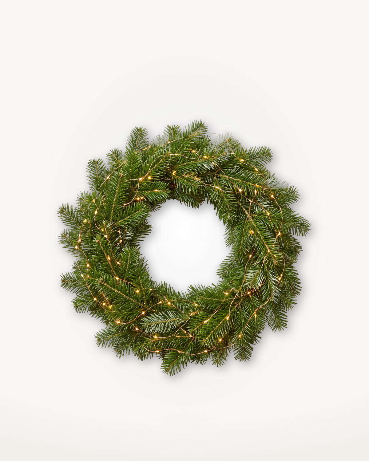 Couronne de Noël Étincelles de 50 cm : Nordmann naturel tissé de LED blanc chaud 