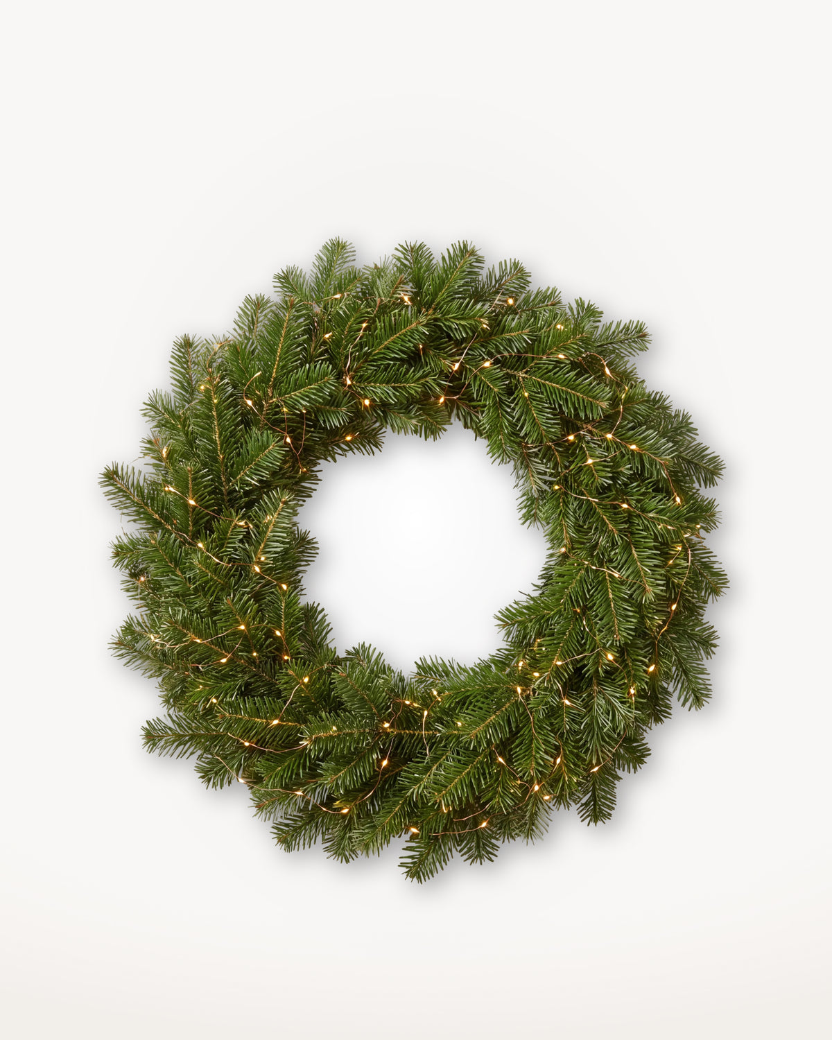 Couronne de Noël Étincelles de 60 cm : Nordmann naturel tissé de LED blanc chaud 