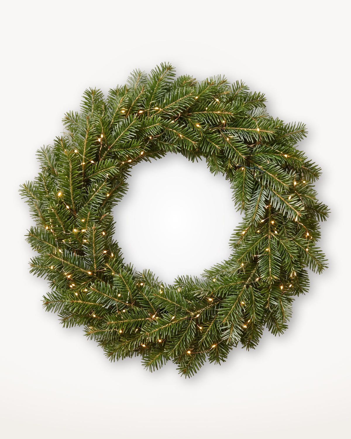 Couronne de Noël Étincelles de 70 cm : Nordmann naturel tissé de LED blanc chaud 