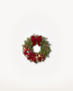 Grand Apparat Opéra Christmas wreath, 30 cm: red velvet bow, poinsettias, red and gold baubles 
