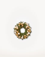 Couronne de Noël Parure Sacré-Cœur de 30 cm : Nordmann naturel, boules or et ivoire en grappes 