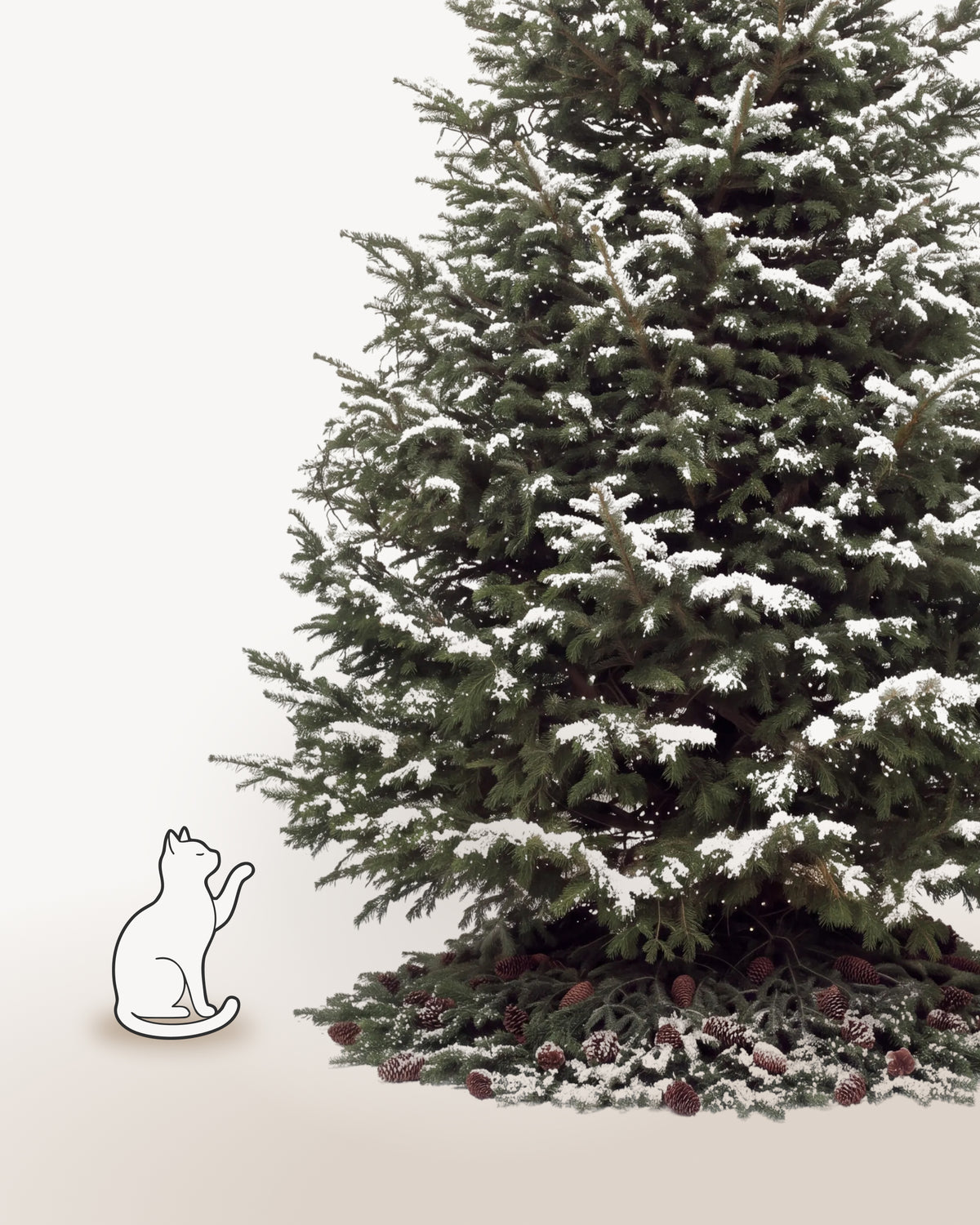 Sapin de Noël Forêt de 500 cm représenté à l'échelle à côté de silhouettes, pour juger de sa hauteur 