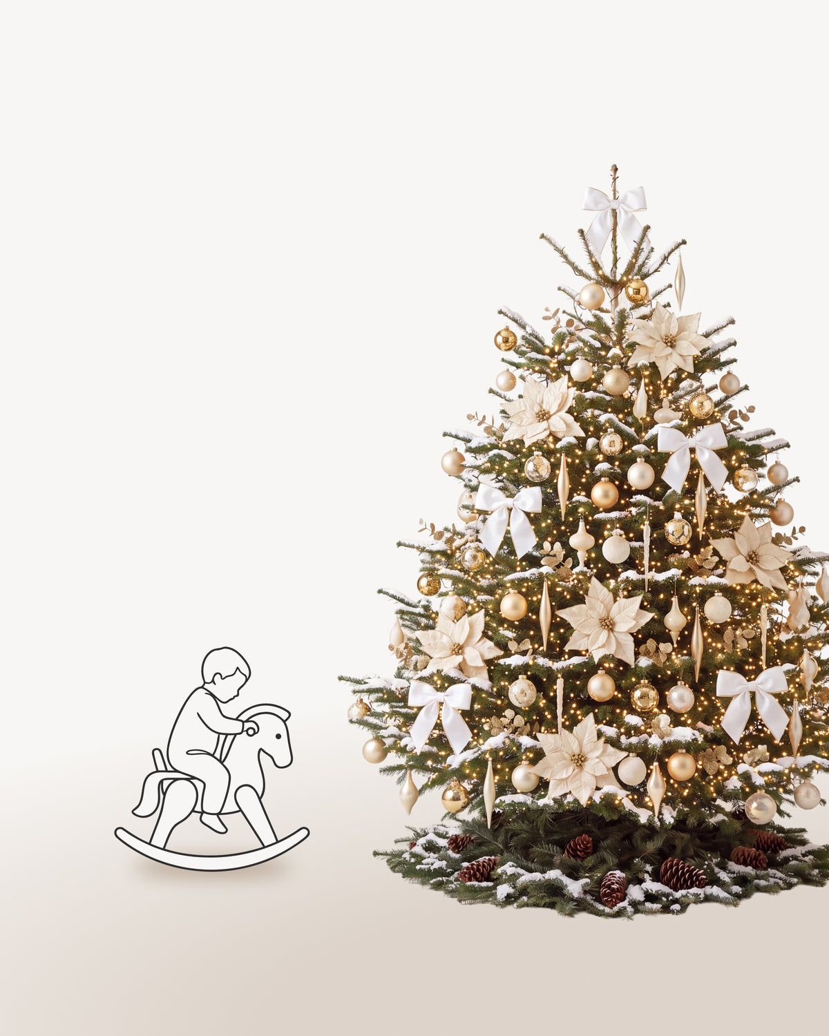 Sapin de Noël Grand Apparat Sacré-Cœur de 250 cm représenté à l'échelle à côté de silhouettes, pour juger de sa hauteur 