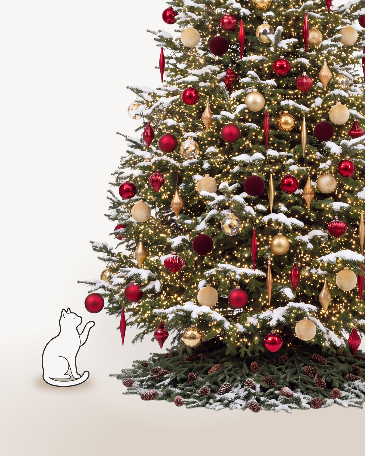 Sapin de Noël Parure Opéra de 500 cm représenté à l'échelle à côté de silhouettes, pour juger de sa hauteur 